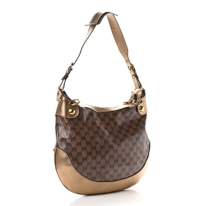 Gucci Crystal Monogram Babouska Hobo Gold 3 of 11