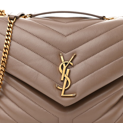 Saint Laurent Calfskin Y Quilted Monogram Medium Loulou Chain Satchel Taupe 8 of 11