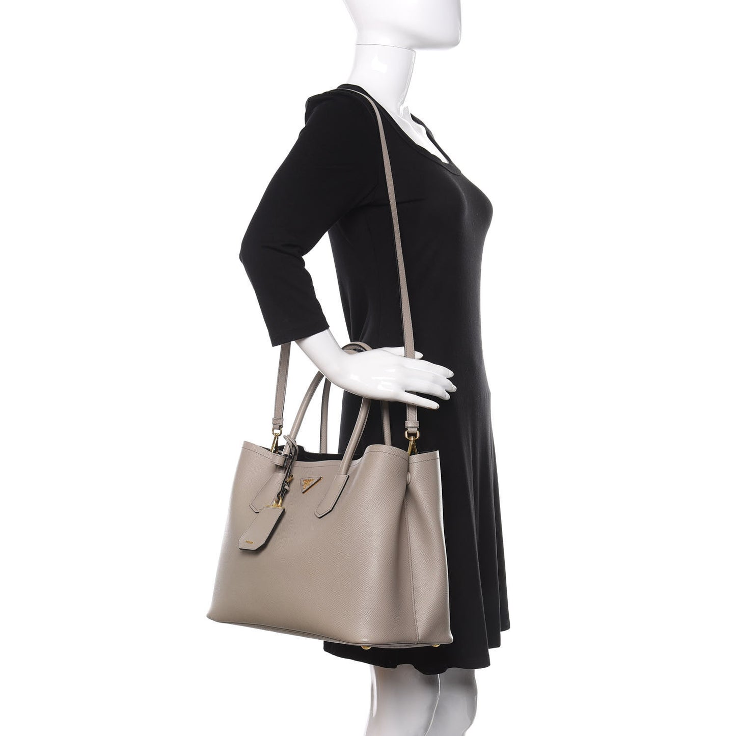 Saffiano Cuir Large Double Bag Cammeo
