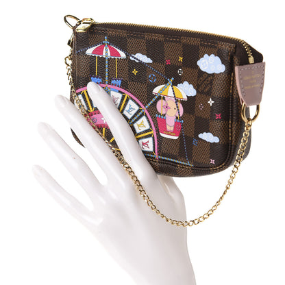 Louis Vuitton Damier Ebene 2020 Christmas Animation Big Wheel Mini Pochette Accessories Rose Ballerine 2 of 8