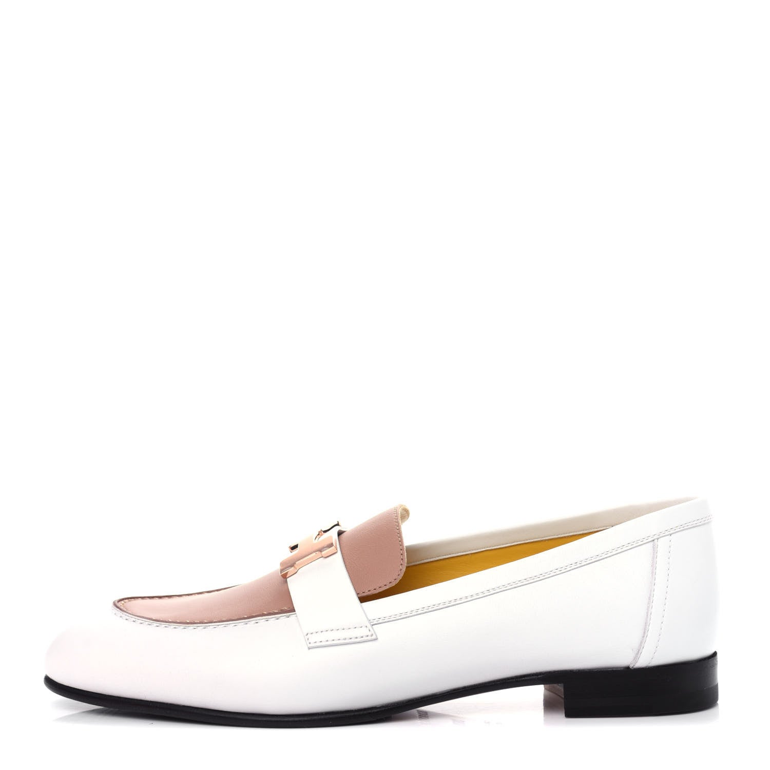 Hermes Calfskin Womens Paris Loafers 38.5 White Bois De Santal 1 of 11