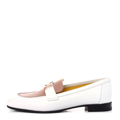 Hermes Calfskin Womens Paris Loafers 38.5 White Bois De Santal 1 of 11