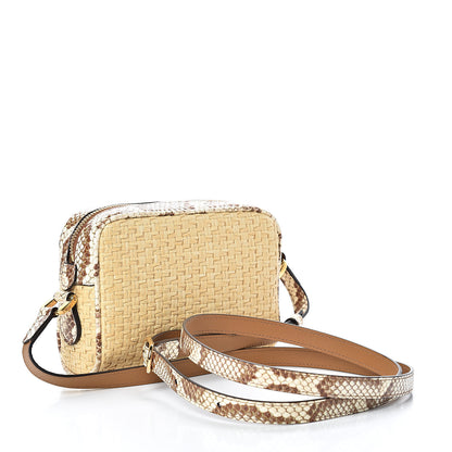 Gucci Raffia Elaphe Mini Ophidia Shoulder Bag Natural Cream Brown 2 of 10