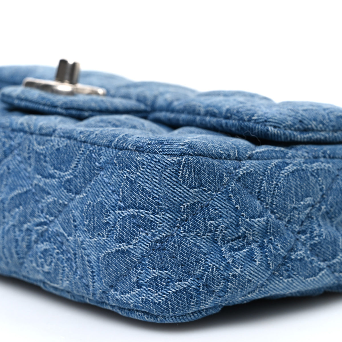 Chanel Denim Quilted Camellia Sweetheart Mini Flap Blue 10 of 10