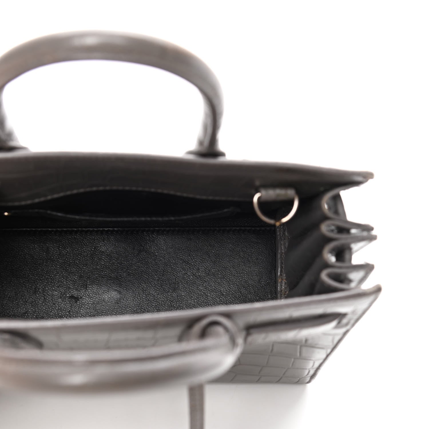 Saint Laurent Calfskin Crocodile Embossed Nano Sac De Jour Fog 4 of 6