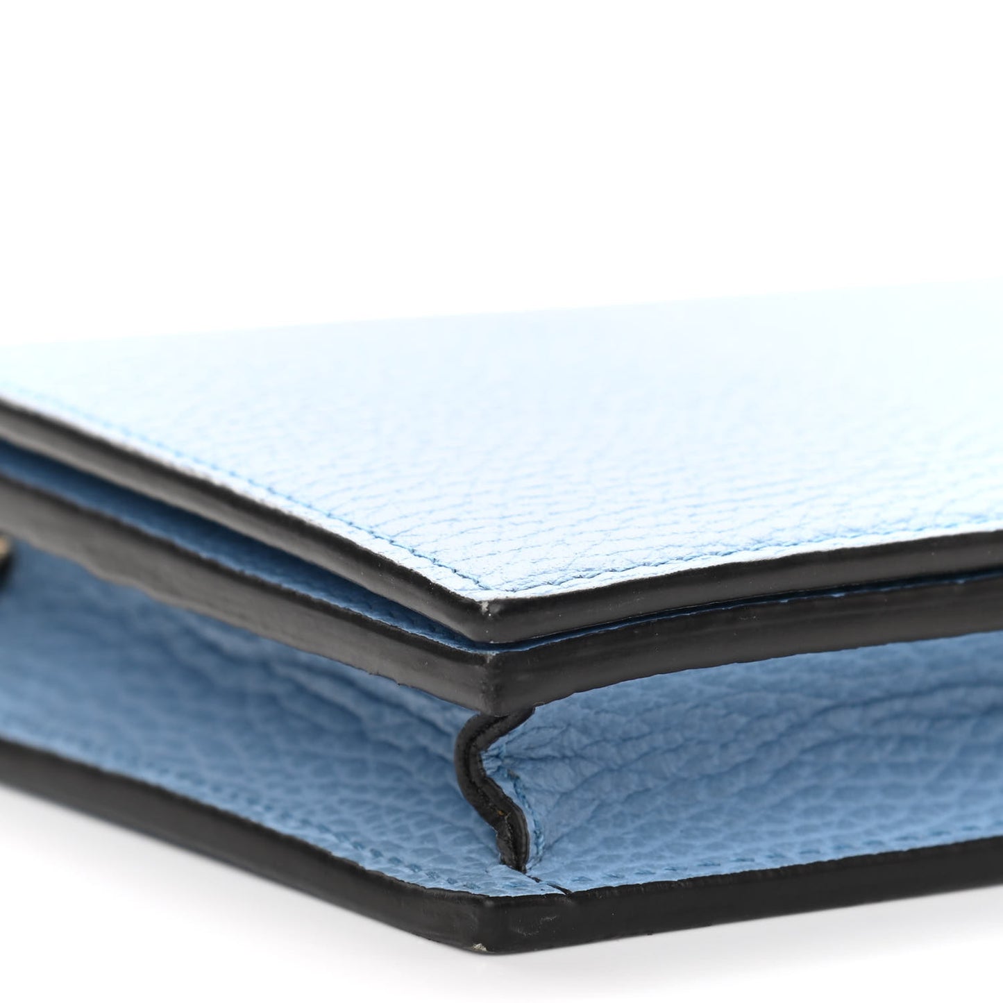 Dollar Calfskin Medium Betty Chain Wallet Mineral Blue