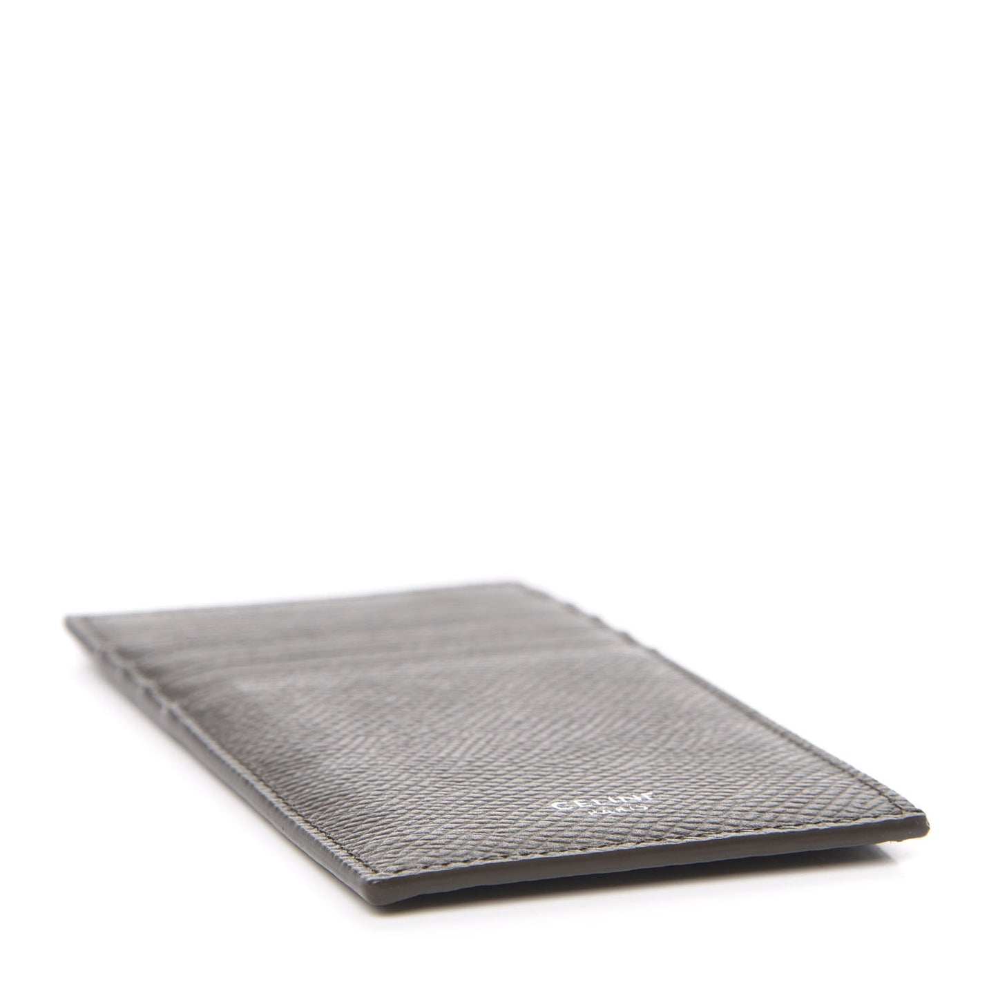Grained Calfskin Compact Card Holder Khaki