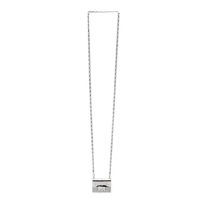 Chanel Metal Lambskin Strass Crystal Purse CC Long Necklace Silver 3 of 6