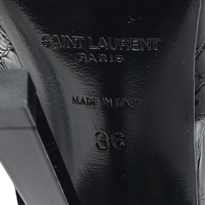 Saint Laurent Calfskin Crocodile Embossed Slingback Graham Pumps 36 Black 7 of 10