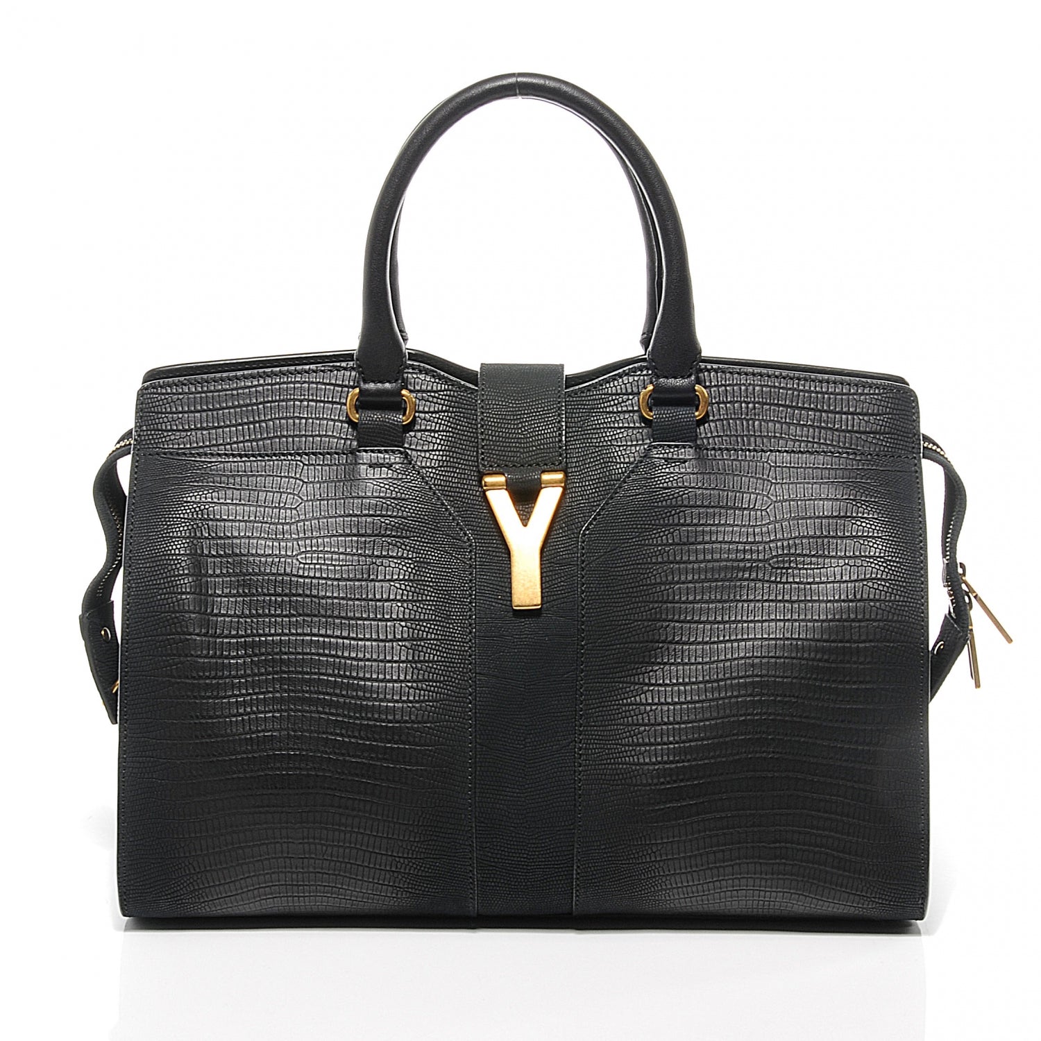 Saint Laurent Leather Lizard Effect Cabas ChYc Medium Black 1 of 8