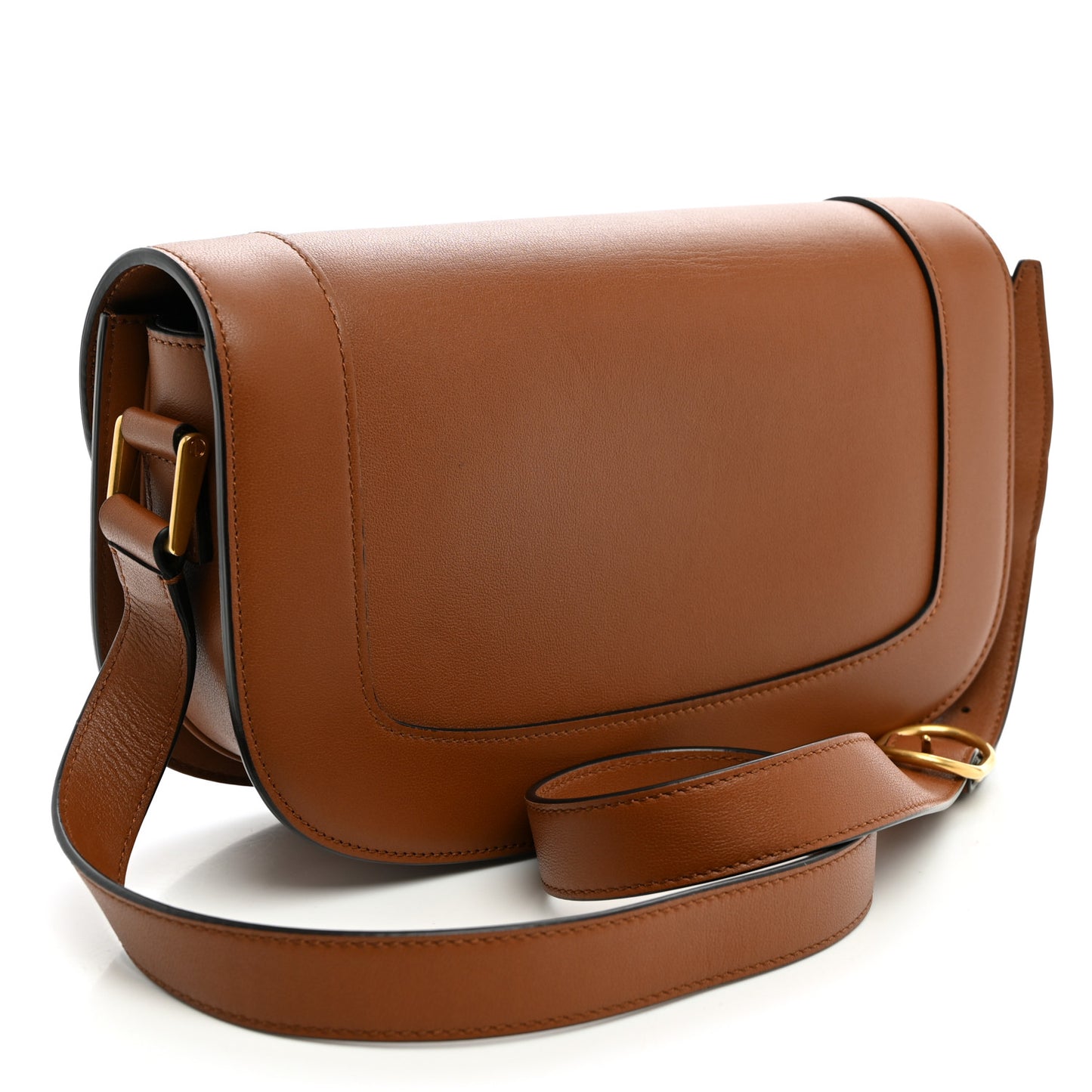 Smooth Calfskin Supervee Shoulder Bag Saddle Brown