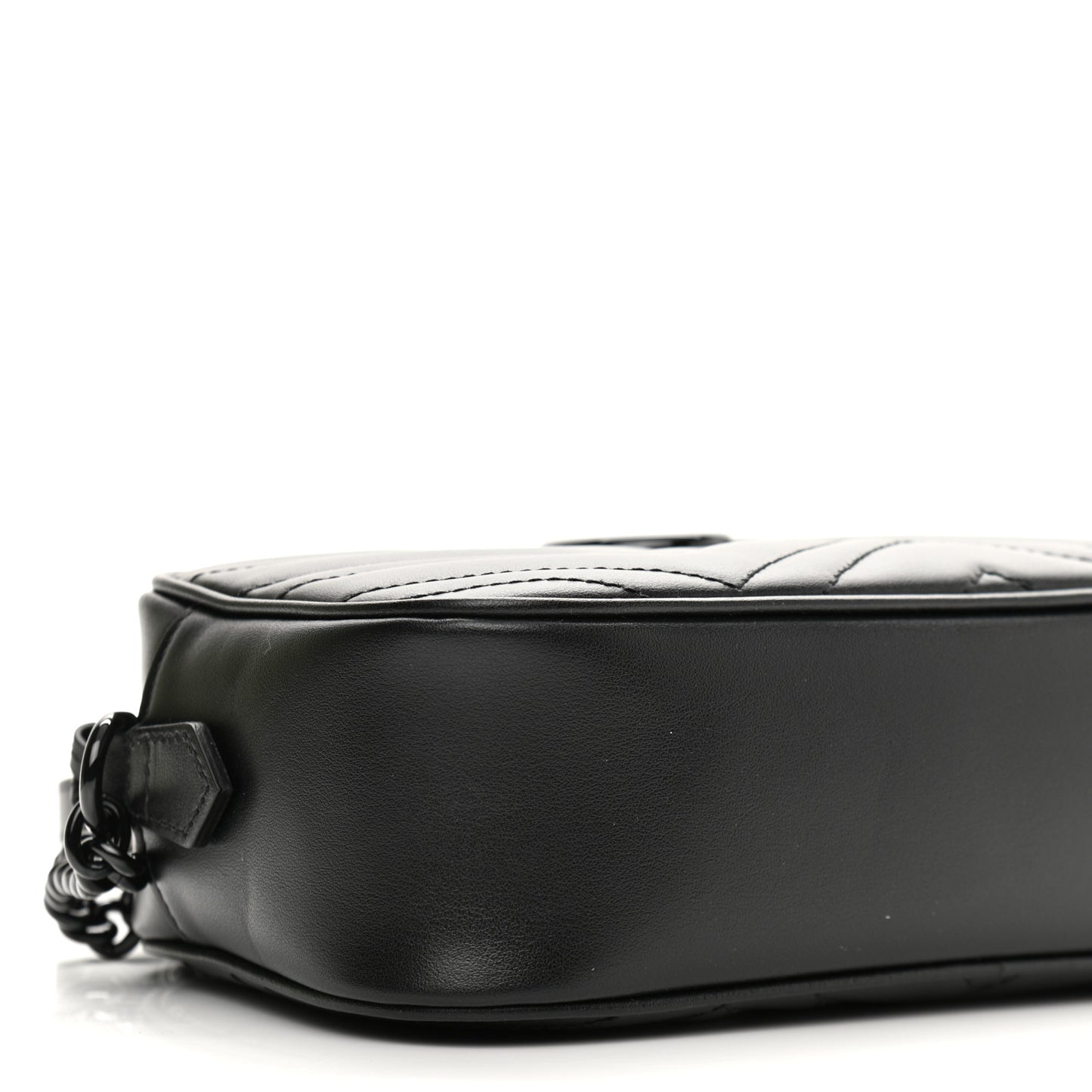 Calfskin Matelasse Monochrome Small GG Marmont Chain Shoulder Bag Black