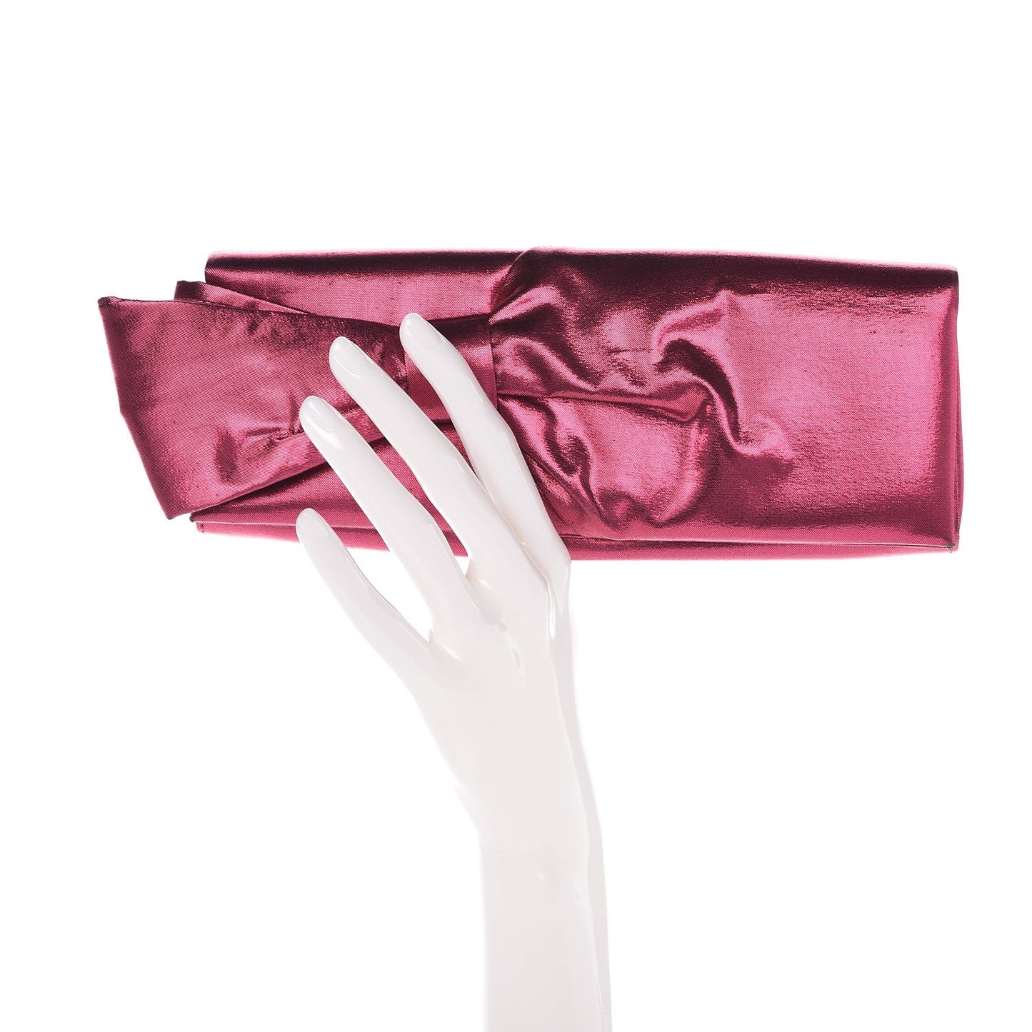 Metallic Nylon Aionoeud Bow Clutch Pink