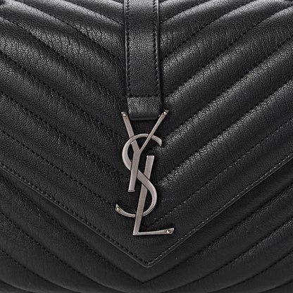 Saint Laurent Sheepskin Matelasse Chevron Monogram Medium College Bag Black 11 of 11