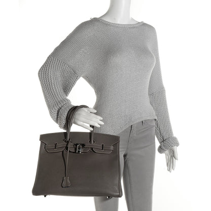 Hermes Epsom Candy Birkin 35 Etain Bleu Thalassa 2 of 23