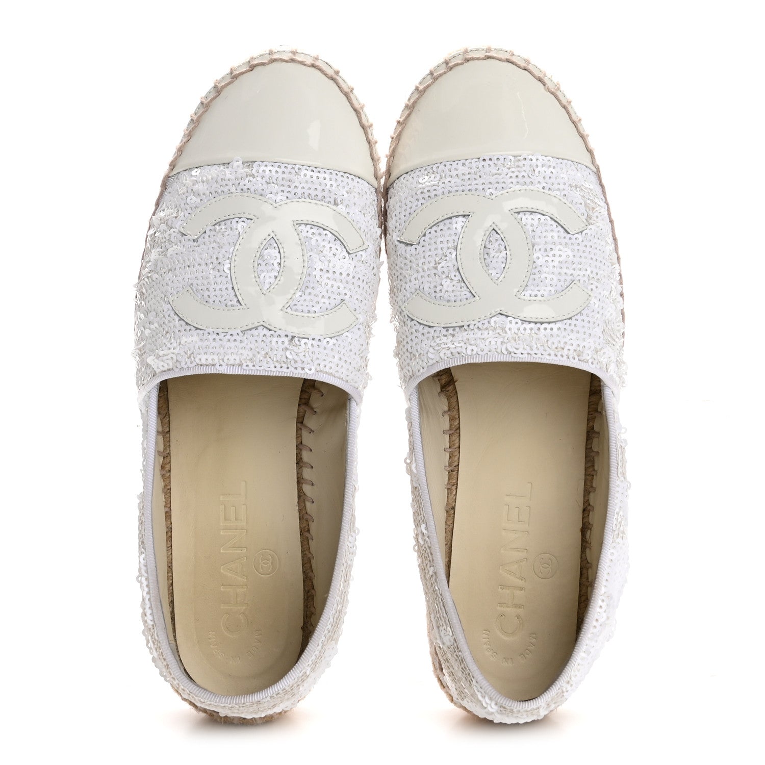 Chanel Patent Sequin CC Espadrilles 36 White 2 of 11