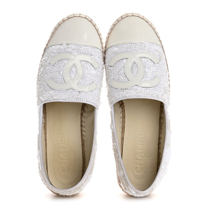 Chanel Patent Sequin CC Espadrilles 36 White 2 of 11