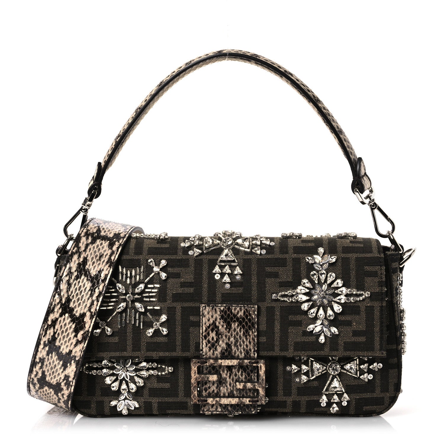 Fendi Re-Edition Elaphe Fabric Jacquard FF 1974 Embroidered Baguette Multicolor 1 of 11