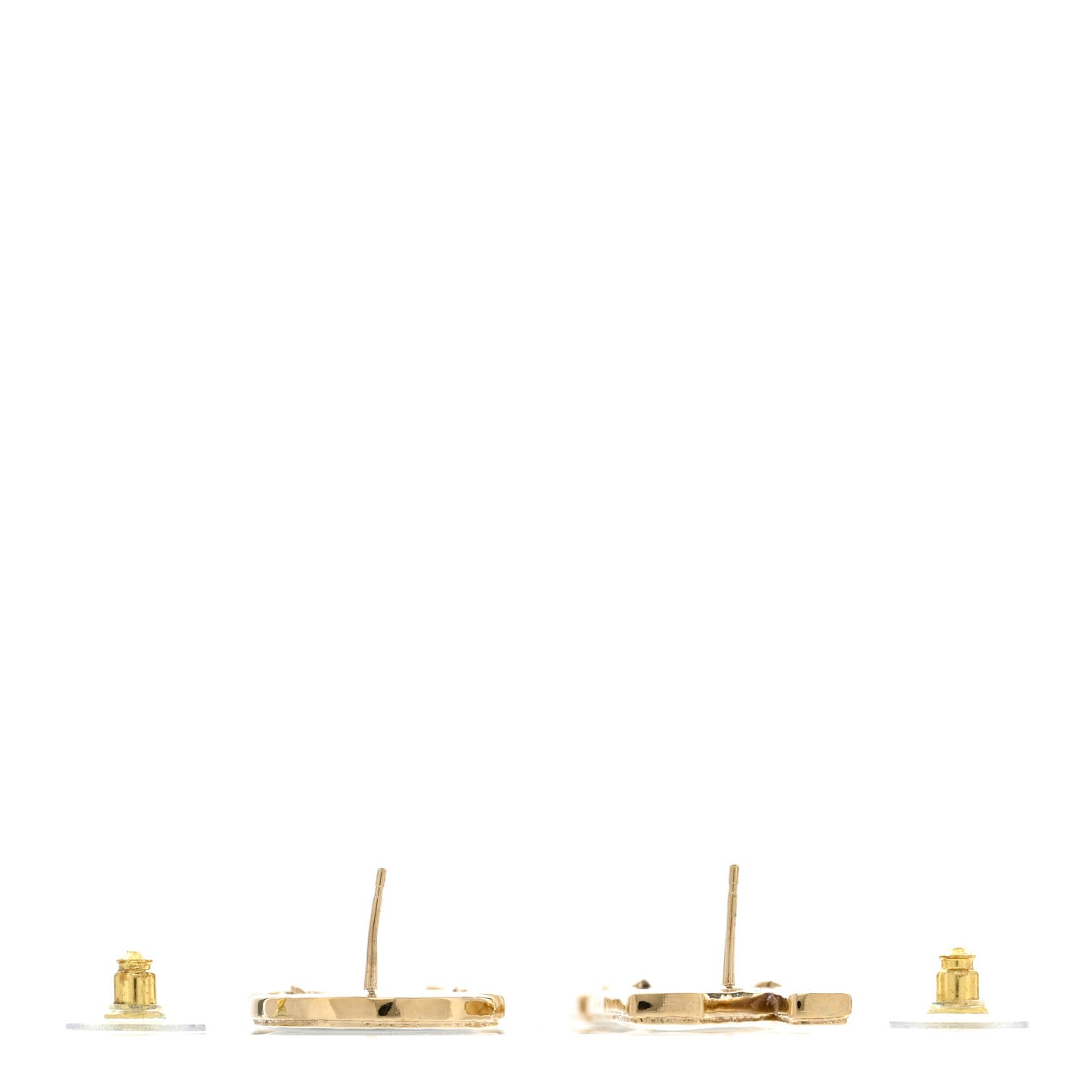 Metal Enamel Cha-Nel Logo Drop Earrings Black White