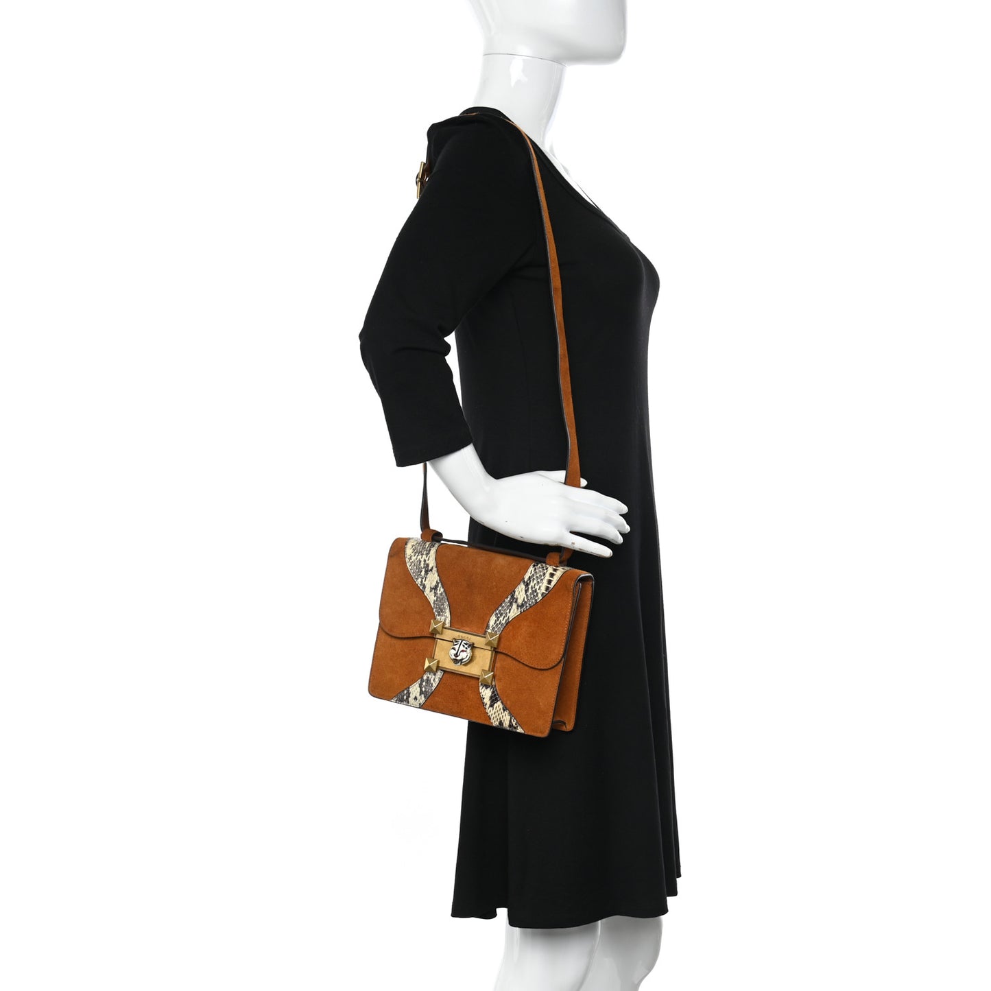 Snakeskin Suede Osiride Shoulder Bag Bright Cuir