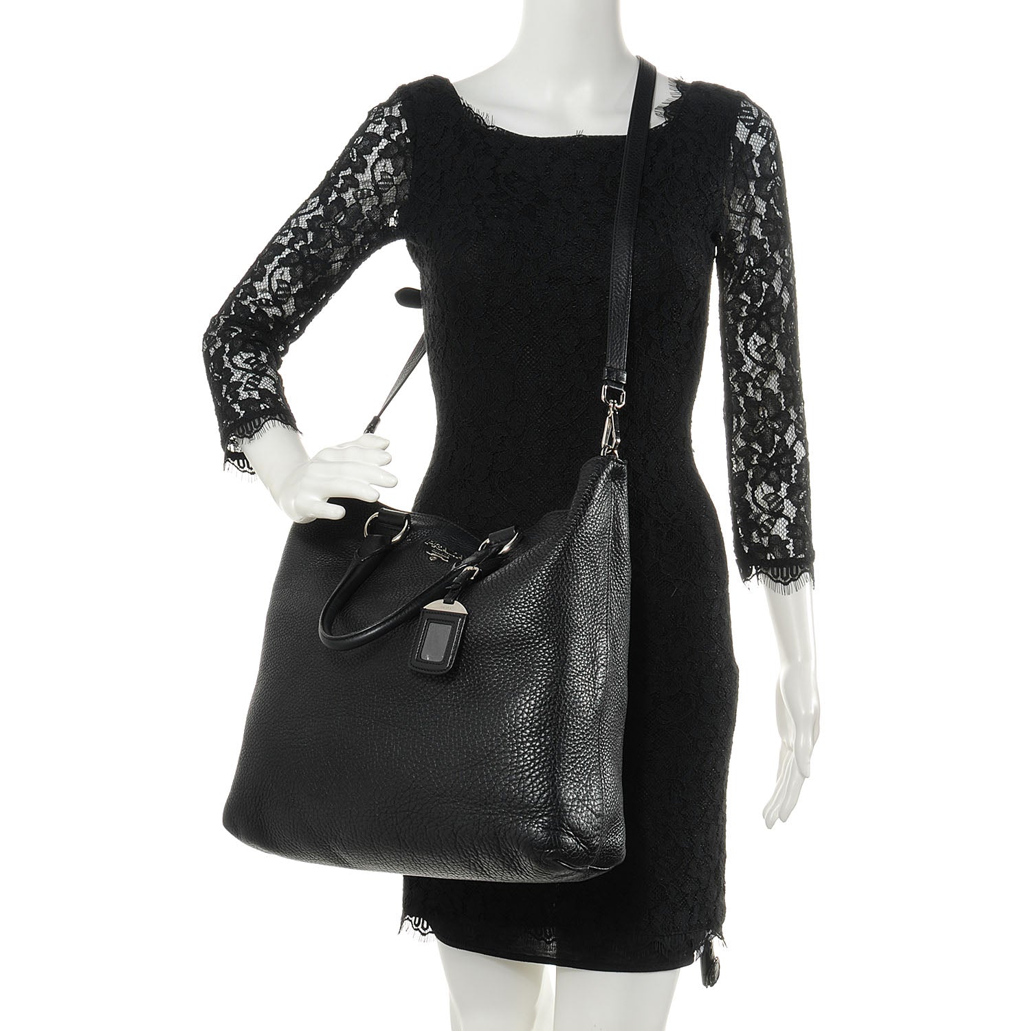 Prada Vitello Daino Tote Nero Black 2 of 11