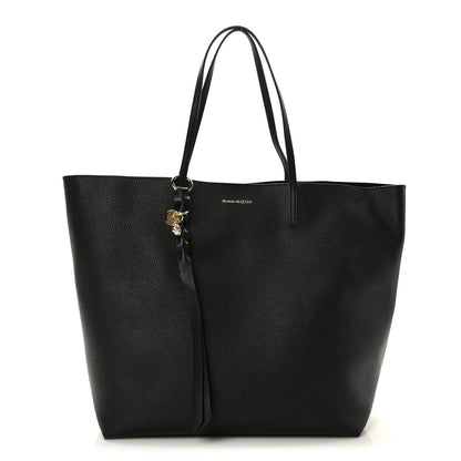Alexander McQueen Grained Calfskin Skull Open Shopper Tote Black 1 of 9