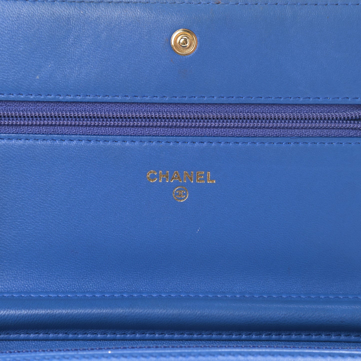 Lambskin Quilted Boy Wallet On Chain WOC Blue