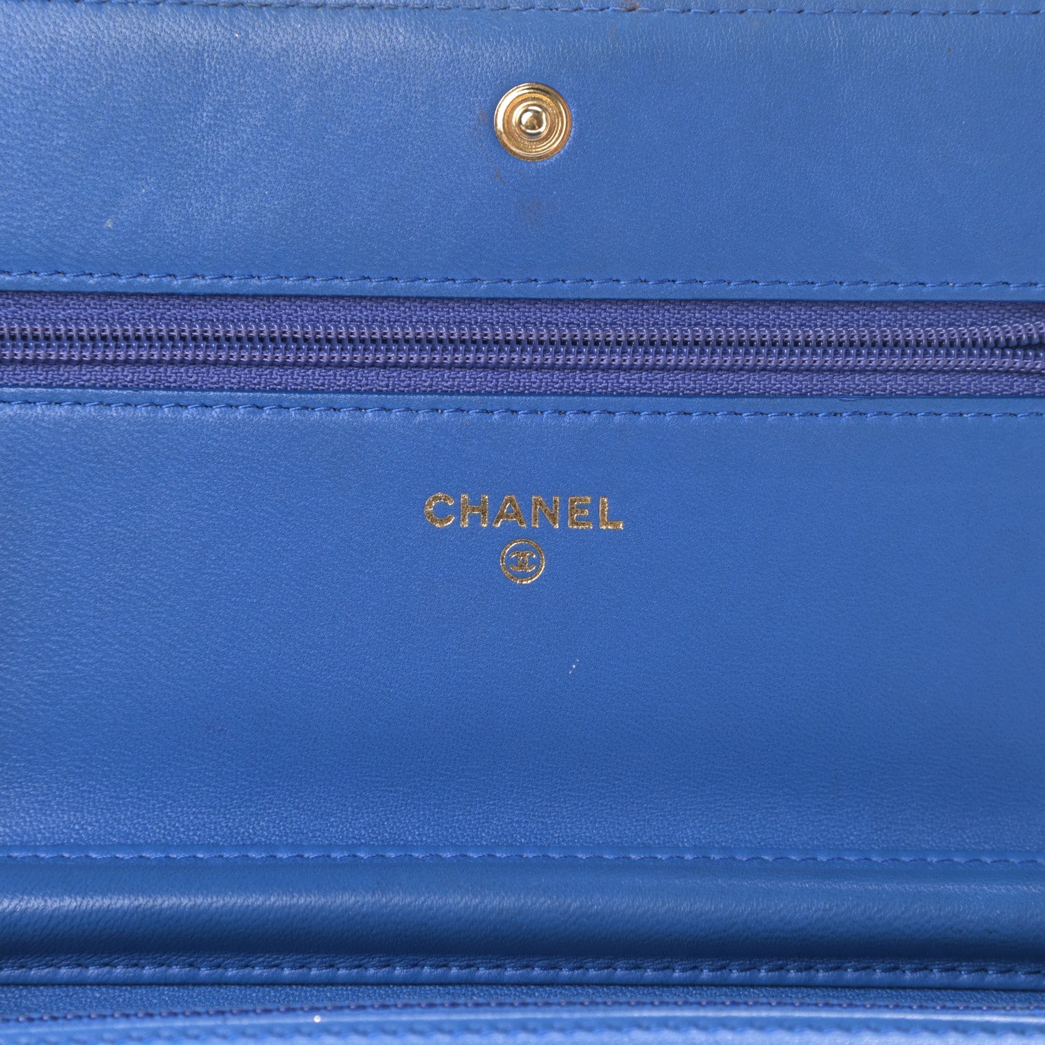 Chanel Lambskin Quilted Boy Wallet On Chain WOC Blue 6 of 21