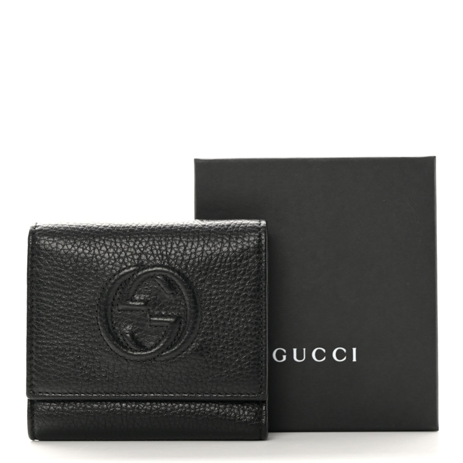 Gucci Pebbled Calfskin Soho Compact Flap Wallet Black 17 of 17