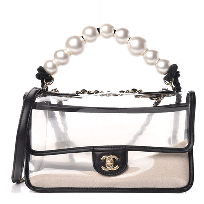Chanel Lambskin PVC Sand By The Sea Flap With Pearl Strap Black 1 of 10