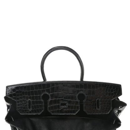 Hermes Shiny Porosus Crocodile Birkin 35 Black 14 of 30