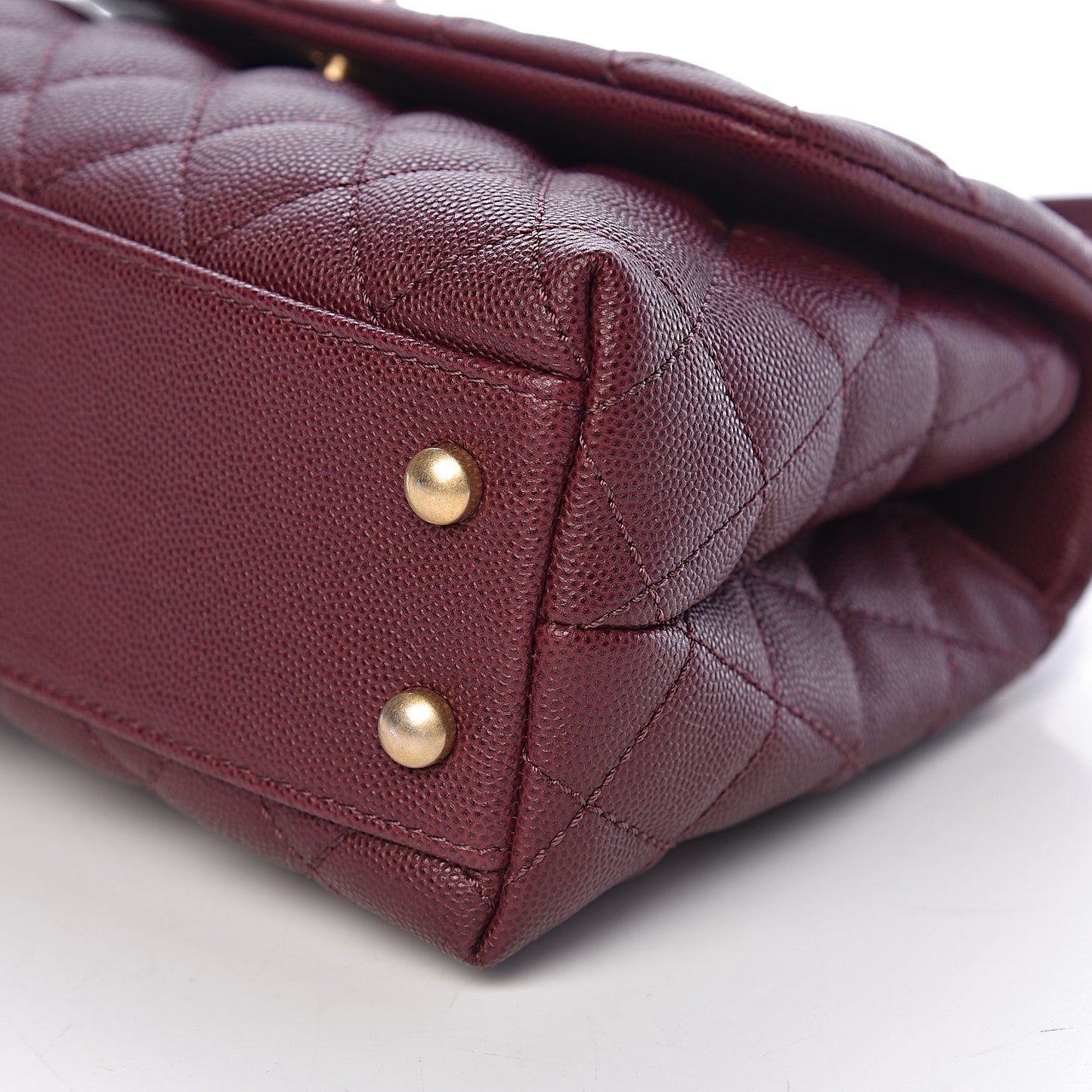 Caviar Lizard Quilted Mini Coco Handle Flap Burgundy