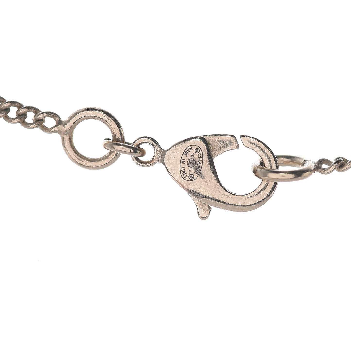 Pearl Crystal CC Drop Necklace Light Gold