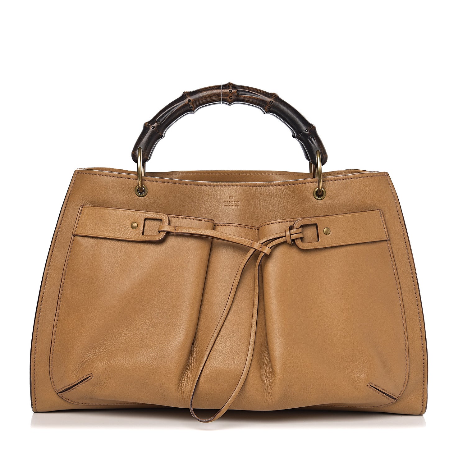 Calfskin Bamboo Handle Tote Beige