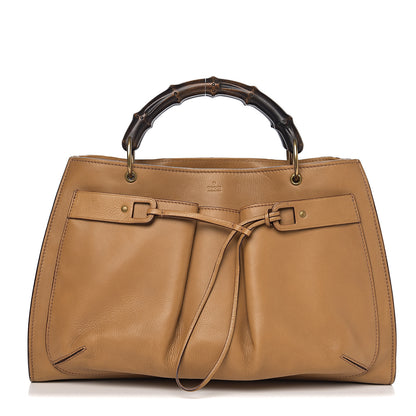 Gucci Calfskin Bamboo Handle Tote Beige 1 of 9