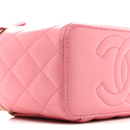Chanel Lambskin Quilted Small Top Handle Vanity Case With Chain Pink 9 of 14