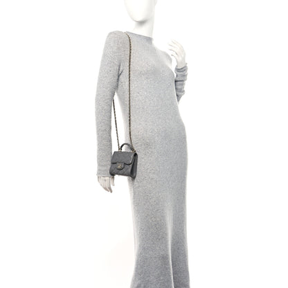 Chanel Lambskin Quilted Top Handle Flap Clutch With Chain Grey 2 of 11