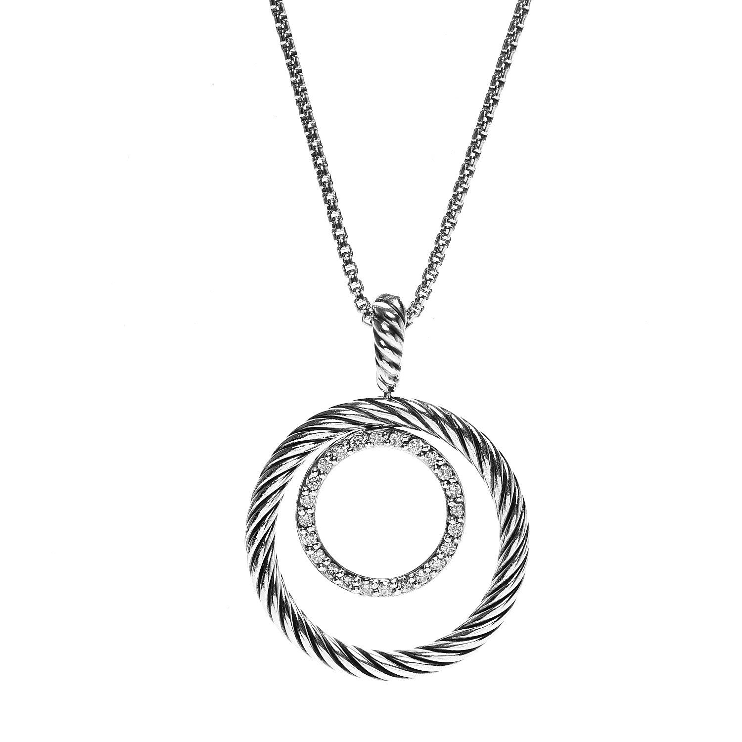 David Yurman Sterling Silver Diamond Mobile Circle Pendant Necklace 4 of 6