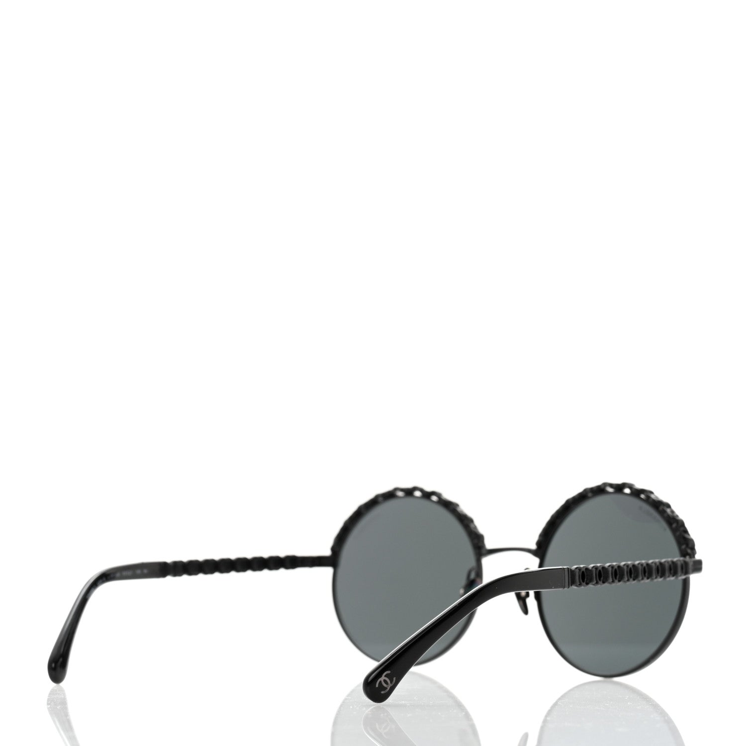 Chanel Metal Calfskin Round Chain Sunglasses 4265-Q Black 4 of 10