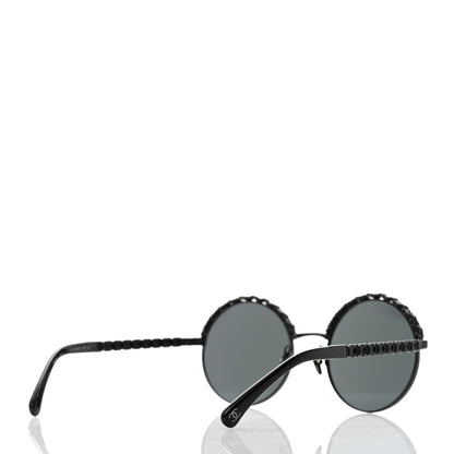 Chanel Metal Calfskin Round Chain Sunglasses 4265-Q Black 4 of 10