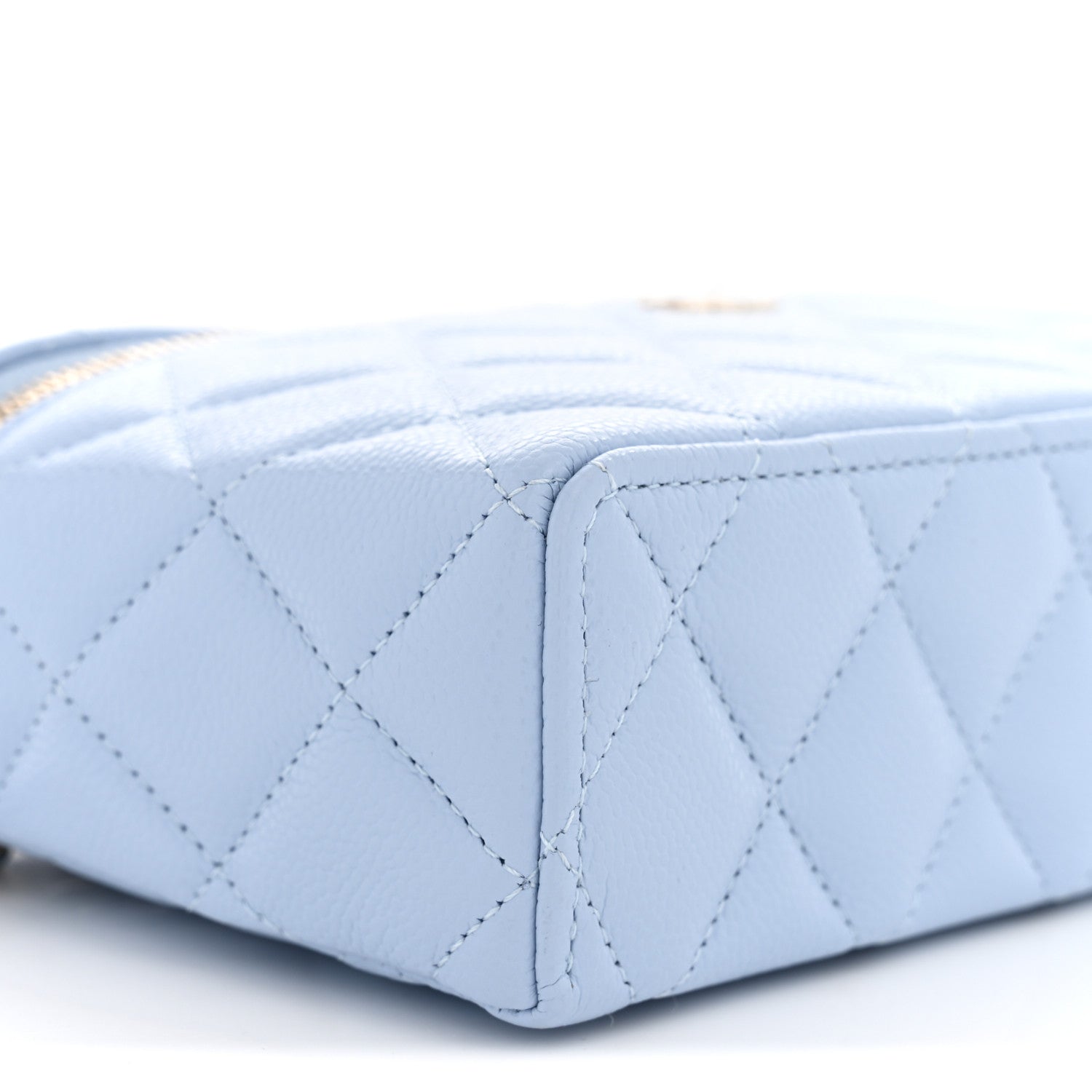 Chanel Caviar Quilted Top Handle Slim Vanity With Chain Light Blue 9 of 11
