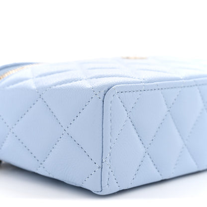 Chanel Caviar Quilted Top Handle Slim Vanity With Chain Light Blue 9 of 11