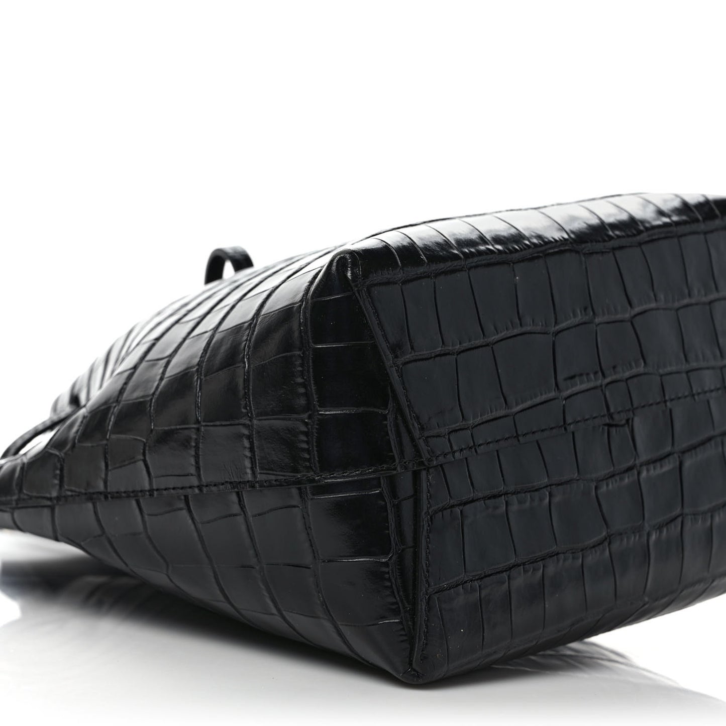 Crocodile Embossed Bucket Bag Black