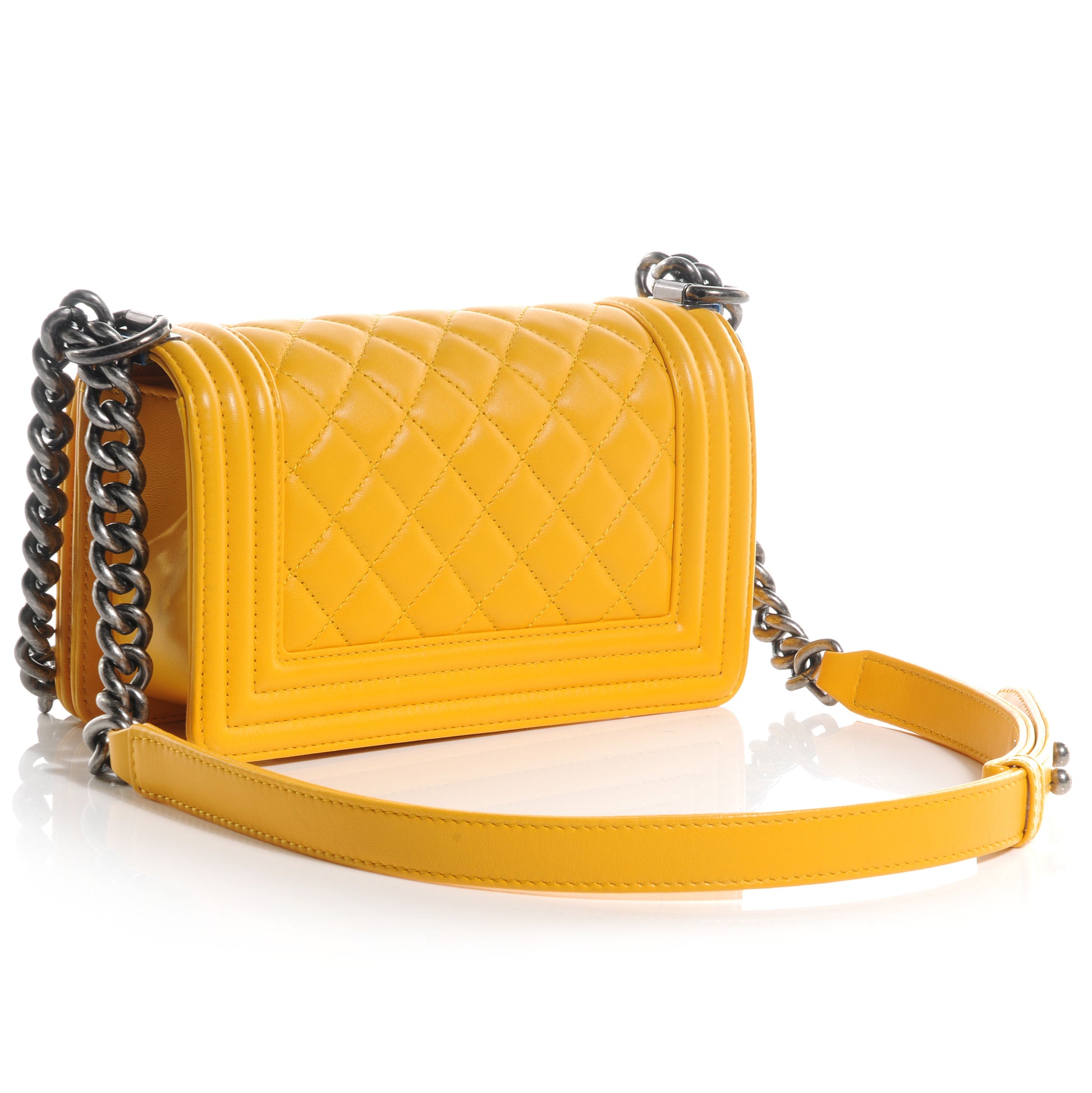 Chanel Lambskin Quilted Small Boy Flap Yellow 3 of 8