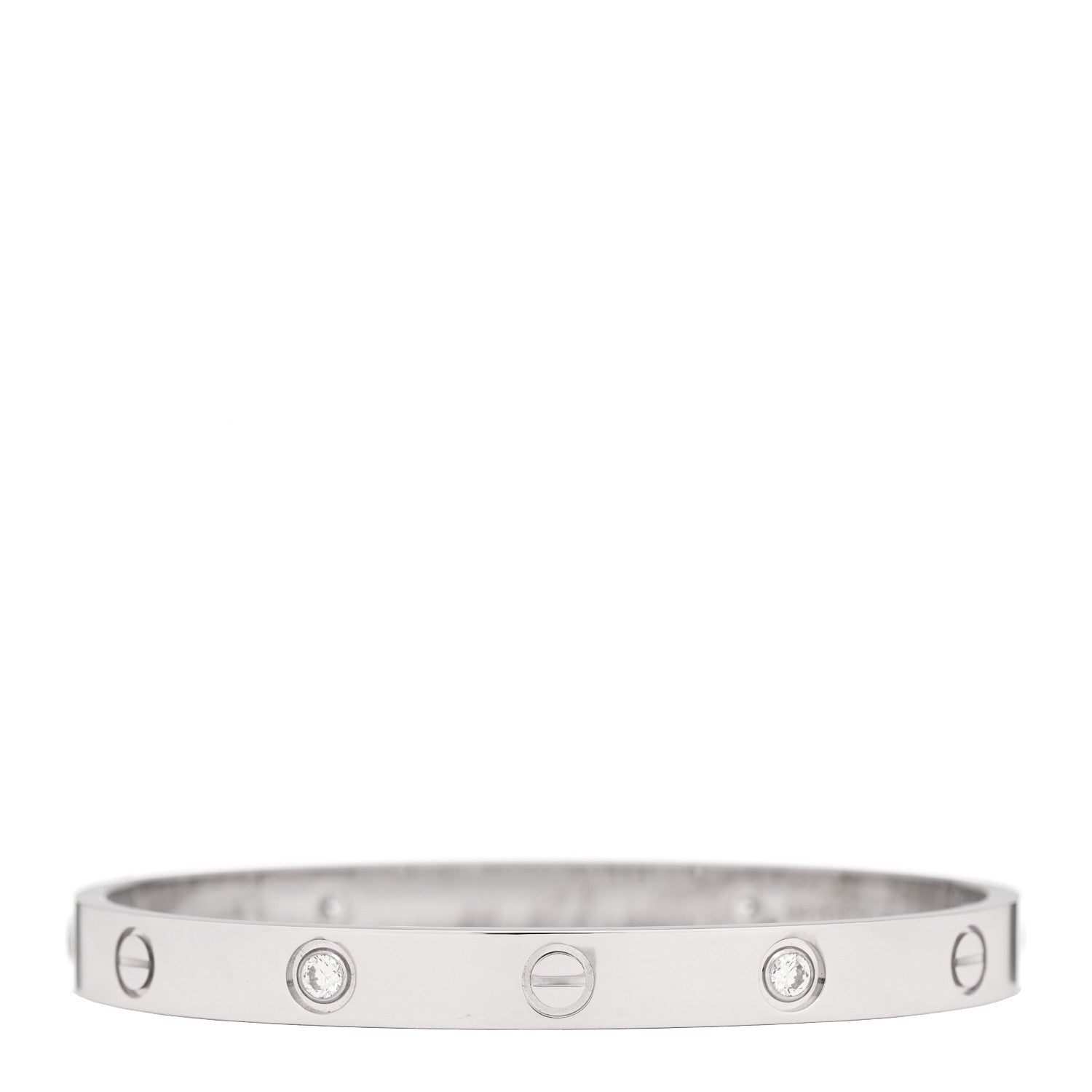 Cartier 18K White Gold 4 Diamond Love Bracelet 17 2 of 10