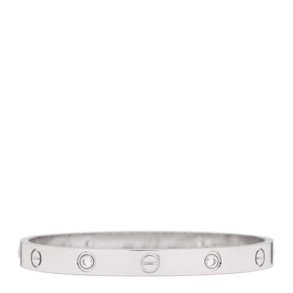 Cartier 18K White Gold 4 Diamond Love Bracelet 17 2 of 10