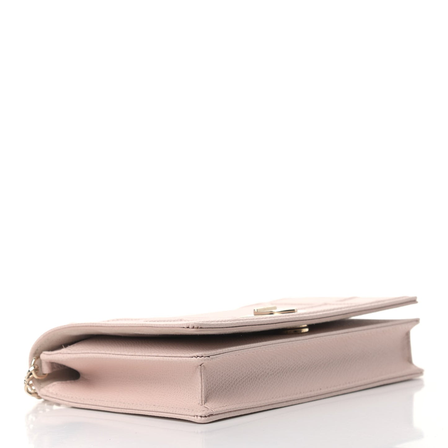 Grained Calfskin Diorama Wallet on Chain Pouch Rose Poudre