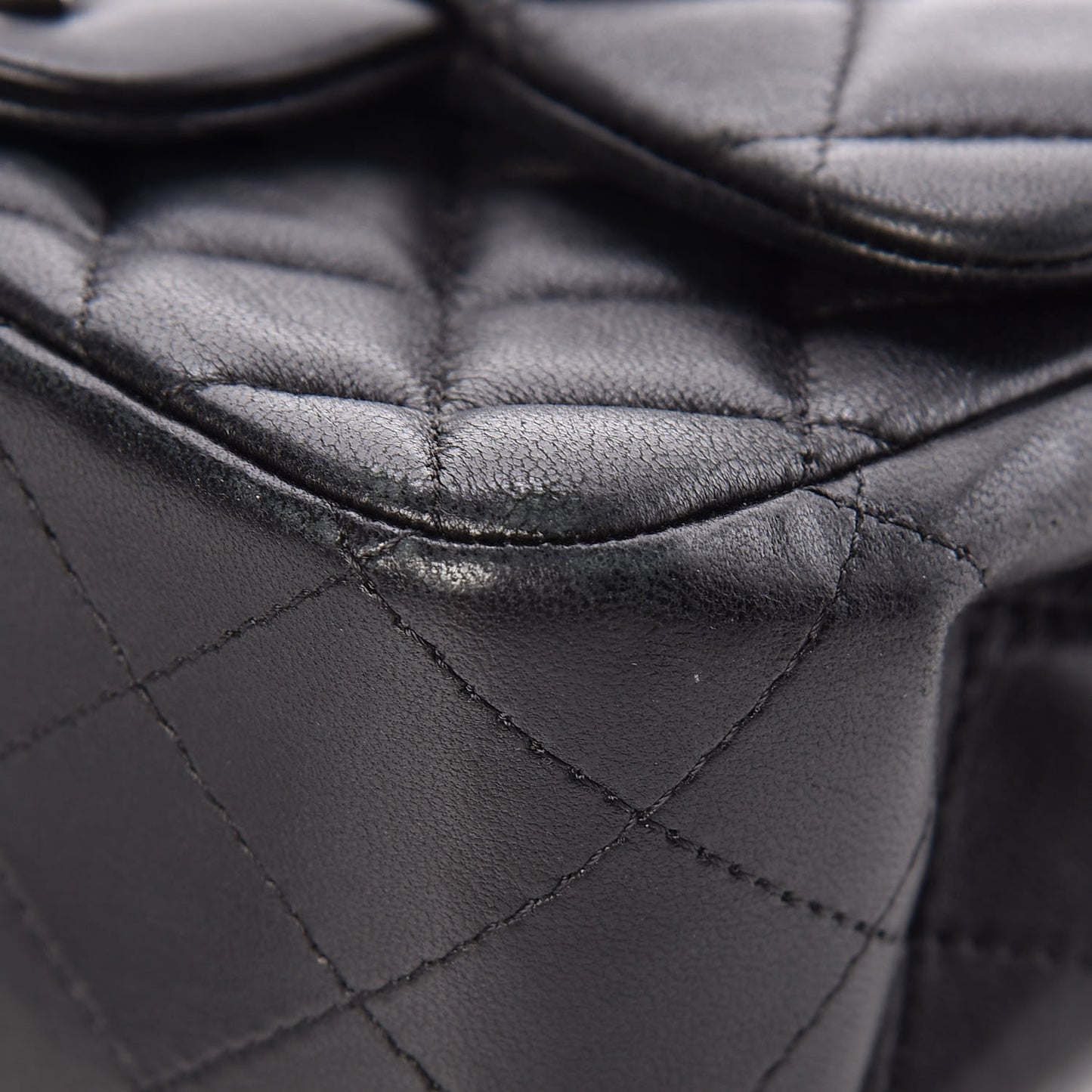Lambskin Quilted Mini Square Flap Black
