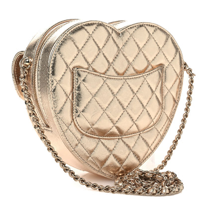 Chanel Metallic Lambskin Quilted CC In Love Heart Bag Gold 3 of 12