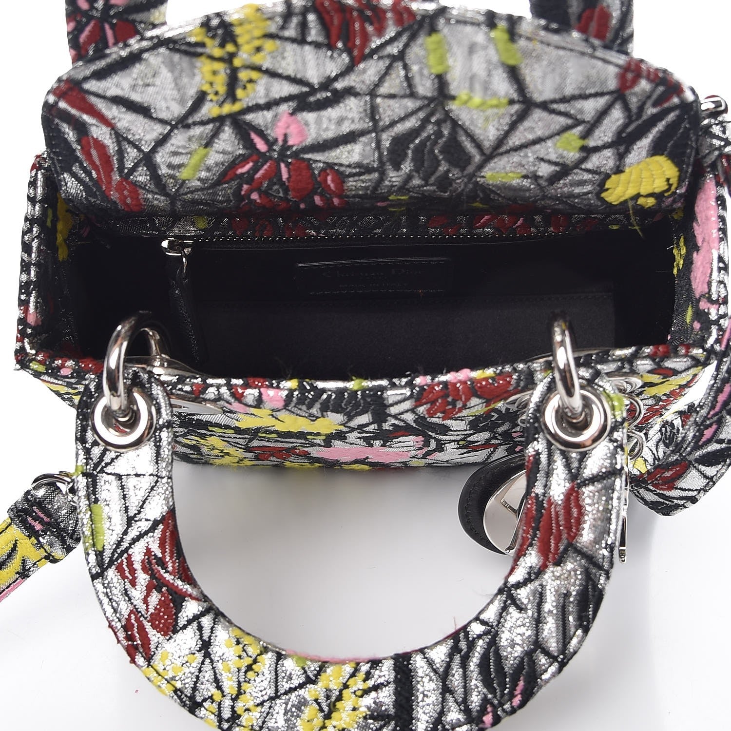 Christian Dior Metallic Canvas Embroidered Mini Lady Dior Argent Multicolor 5 of 8